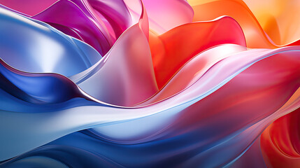 3d render Illustration of Wave , blue and purple colors.  . Generative AI.