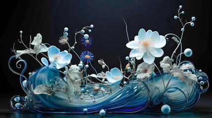 Illustration of a flower arrangement on a dark background