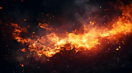 Fototapeta na wymiar Fire and flying fire particles, Fire sparks background, abstract Fire and fire sparks, fire overlay, Flames on isolated black background, Generative AI