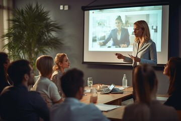 Fototapeta premium Confident businesswoman delivering a presentation