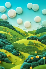 Plasticine landscape. AI generation	