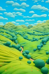 Plasticine landscape. AI generation	