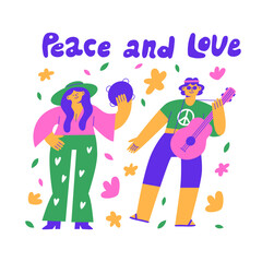 music; girl; peace; 1970; guitar; retro; sound; cute; festival; hippie; banner; mumin; voice; pacifist; slogan; relax; vintage; card; style; trippy; fashion; disco; positive; human; text; cartoon; let