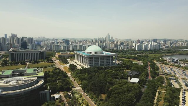 Aerial View of National Assembly Building in Seoul, South Korea