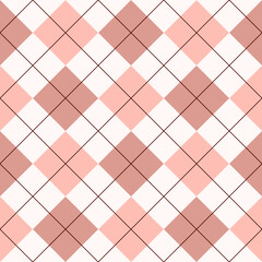 Seamless blue pink argyle pattern. Traditional diamond check print. Vintage seamless background.