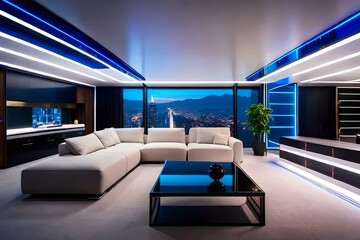 living room interior future AI generated