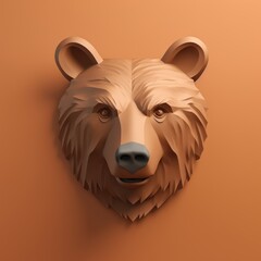 Low poly head of a bear. Generative ai - 618495199