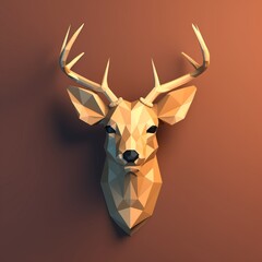 Low poly head of a deer. Generative ai - 618495311