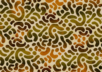 Modern conceptual camouflage pattern with decorative oval elements and forms