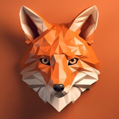 Low poly head of a fox. Generative ai - 618495563