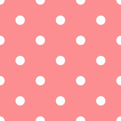 Pink and White Large Polka Dots Pattern Repeat Background