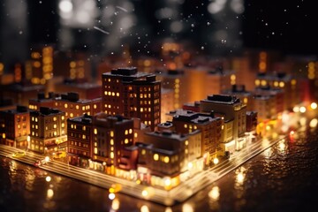 Fototapeta na wymiar miniature city nightlife 