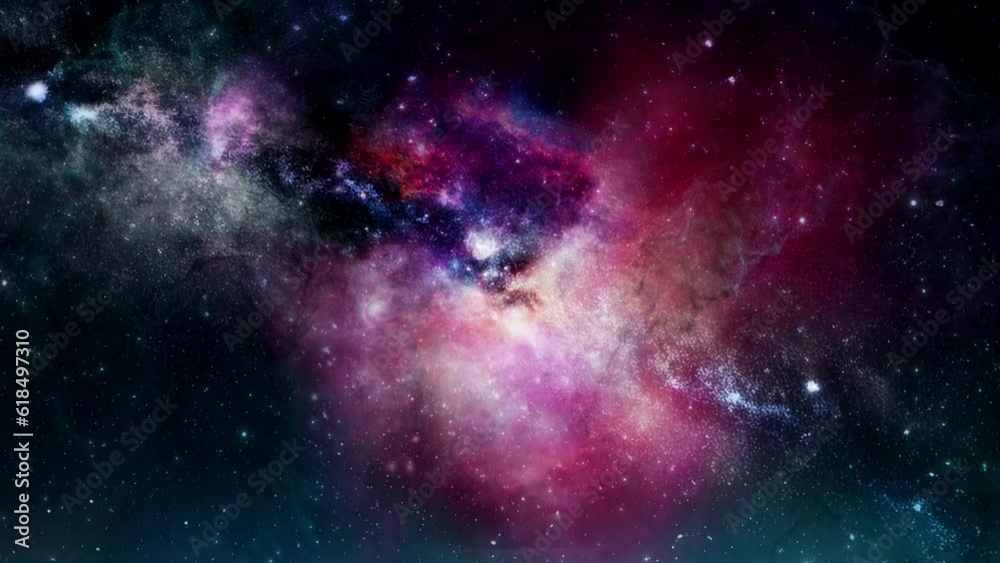 Wall mural nebula clouds background loop. passing nebula orange clouds on background seamless loop.