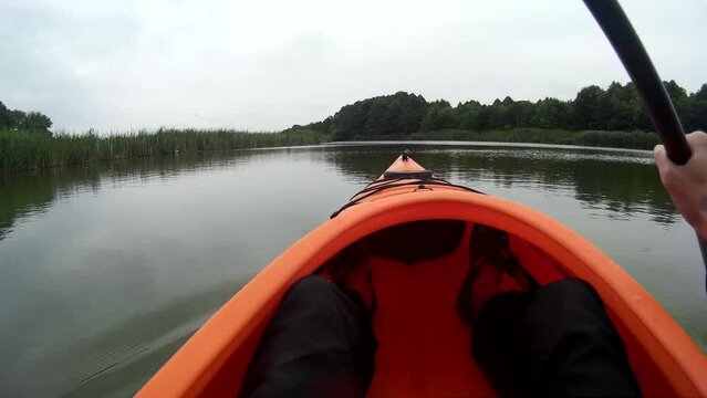 Kayaking on a Pivdennyi Buh River Southern Bug Ukraine.