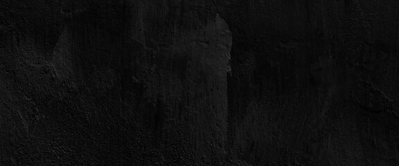 Black wall texture rough background dark, concrete floor or old grunge background with black, Panorama of black wall texture pattern rough background. Old black grunge background. 