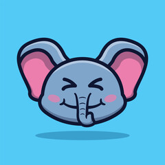 Cute Elephant Head Vector Illustration Isolated