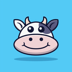 Cute Cow Head Vector Illustration Isolated