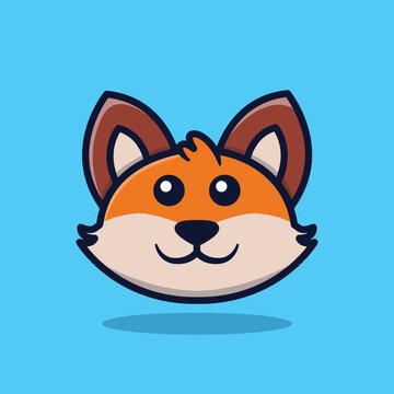 Cute Fox Head Vector Illustration Isolated