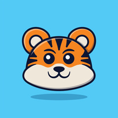 Cute Tiger Head Vector Illustration Isolated