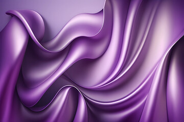 Abstract purple background. Silk satin style backdrop with liquid wavy folds and trendy metal effect.