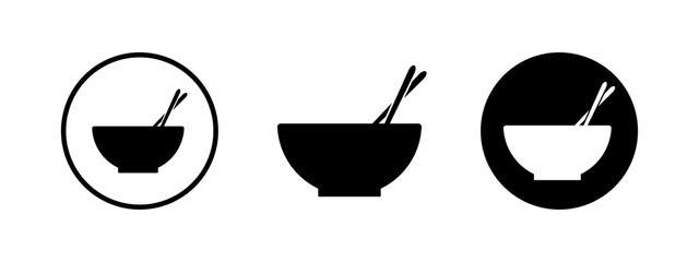 Bowl, kitchenware vector illustration. Bowl with chopsticks icon. Utensil logo sign.