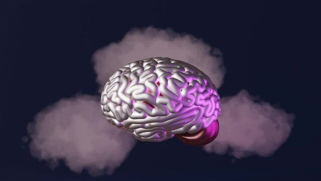Human brain clouds negative thoughts creative art 3d animation 4K loop. Mental health Criticism Disorder Low self-esteem stress Mindfulness Mind well-being Anxiety Sadness Depression Emotional burnout
