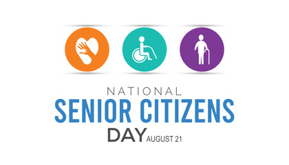 World Senior Citizen's Day is observed every year in August 21.  vector illustration. banner, Holiday, poster, card and background design.