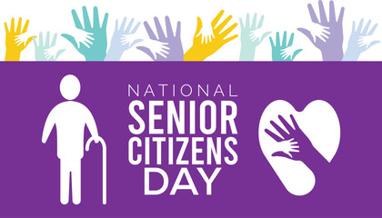 World Senior Citizen's Day is observed every year in August 21.  vector illustration. banner, Holiday, poster, card and background design.