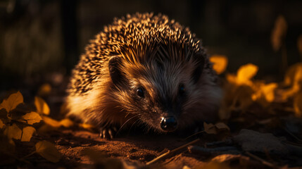 Fototapeta premium Adorable Hedgehog in the Grass.AI Generated