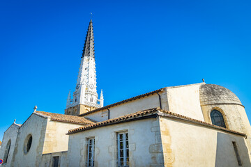 Fototapeta na wymiar South part of the Sainte-Etienne church in Ars-en-Ré, France