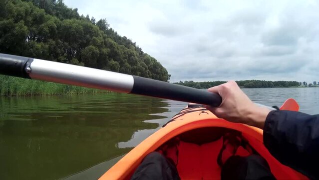 Kayaking on a Pivdennyi Buh River Southern Bug Ukraine.