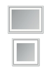 Vector set of white picture frame template for A4 size or square image isolated on white background