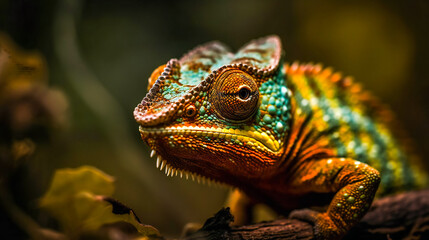 Fototapeta premium Colorful Chameleon. Generative AI