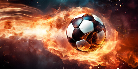 Fire ball. Abstract sport soccer and football backgrounds AI Generated