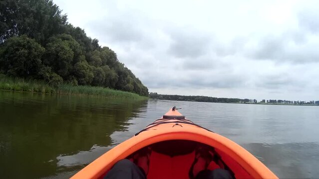 Kayaking on a Pivdennyi Buh River Southern Bug Ukraine.