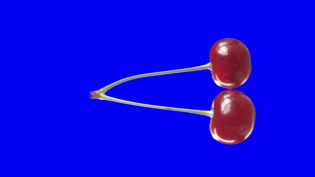 Blue scren double cherry spinning. Chromakey object