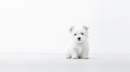 Fototapeta na wymiar Minimalist Happy Puppy. Blissful Pup. AI Generated
