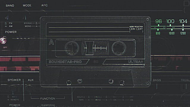 Cassette Audio Retro Collage VHS Tape Look. Perfect for audio related topics with a vintage touch. Perfect for topics like music with a vintage 80s and 90s feeling.