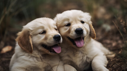 Puppy Love.  Playful Puppers. AI Generated