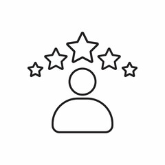customer satisfaction 5 star icon, loyalty employee, review quality rate, high grade, client recommend or feedback, thin line symbol