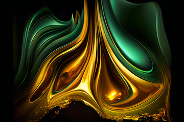 Obraz premium abstract gold emerald background. Generative AI.