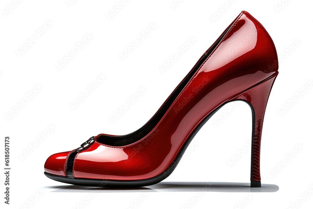 Poster red high heel shoe isolated on white background. generated by ai.
