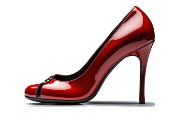 red high heel shoe isolated on white background. Generated by AI.