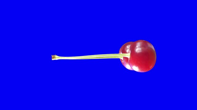 Blue scren double cherry spinning. Chromakey object