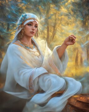 Zora or Zorya Slavic Goddess of Dawn, Lives Overseas on the Island, and Opens the Door for the Sun to go on its Daily Journey Across the Sky.
