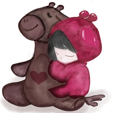 cute friendchip sleep with hug