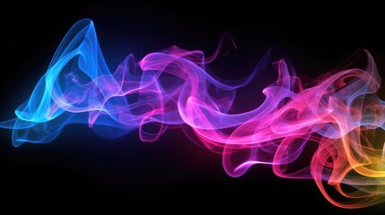 Fototapeta premium Neon glowing smoke on black background with space for copy. Generative AI
