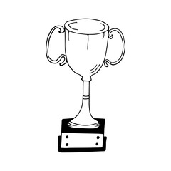Sports cup in doodle style on an isolated white background.Back to school, sport, competition.