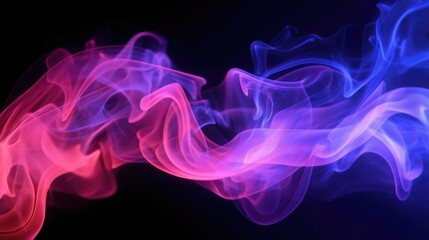 Obraz premium Neon glowing smoke on black background with space for copy. Generative AI