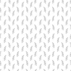 Seamless pattern with one magic feathers. Doodle black and white vector illustration.